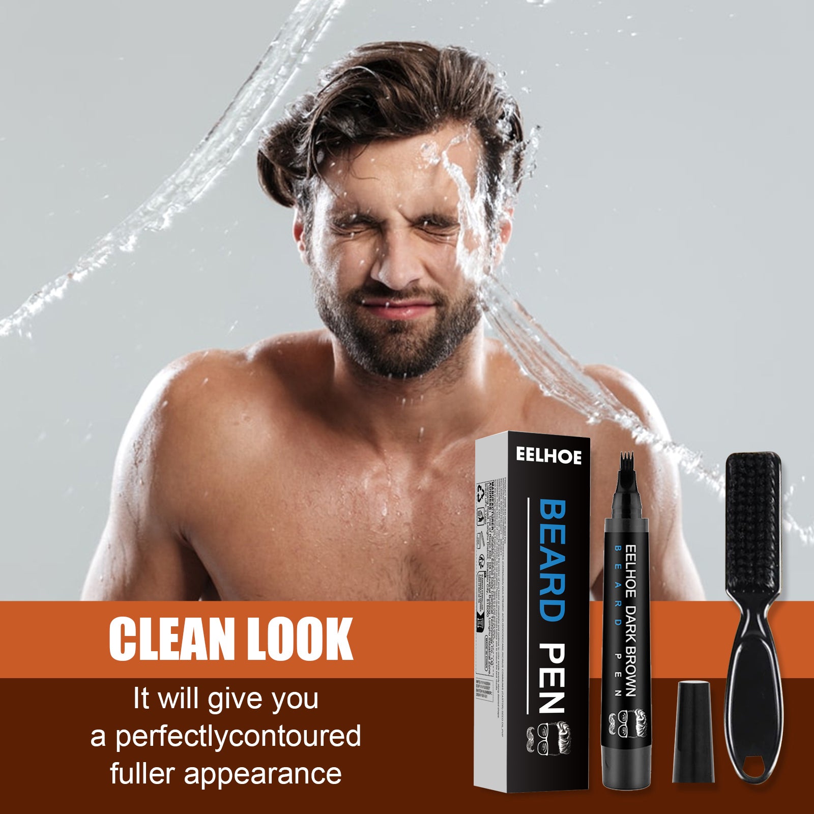 EELHOE Beard Filler Pen Kit – Waterproof & Sweat-Resistant Beard Defining Pencil
