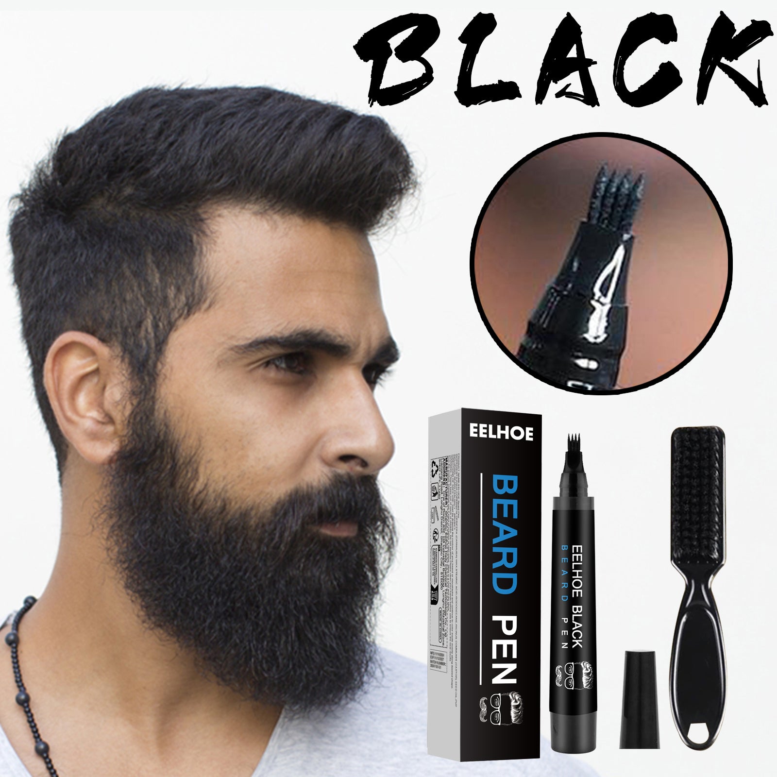EELHOE Beard Filler Pen Kit – Waterproof & Sweat-Resistant Beard Defining Pencil
