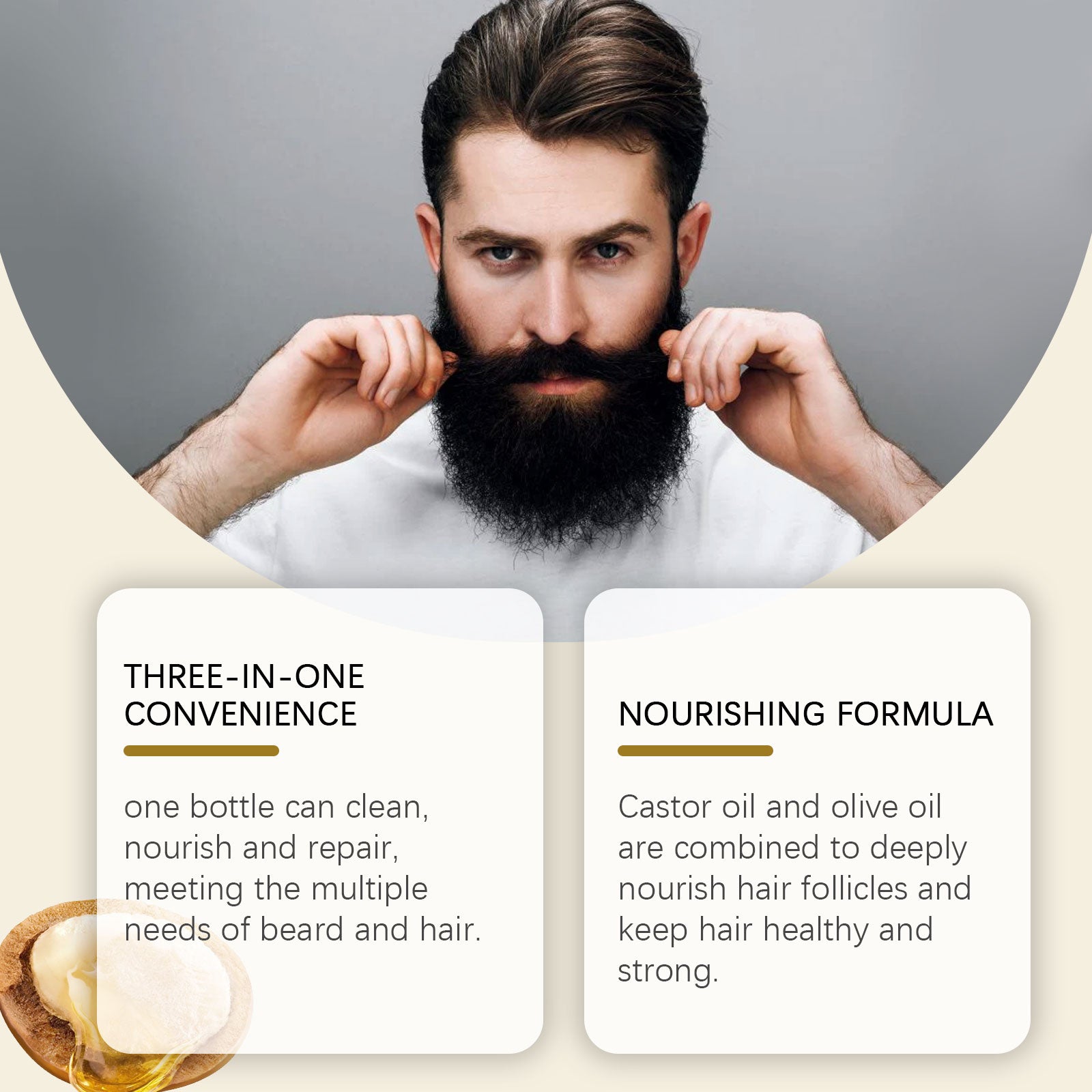 East Moon 3-in-1 Men's Beard Conditioner - Multi-Benefit Cleanser & Hair Softener with Argan Oil (100ml)