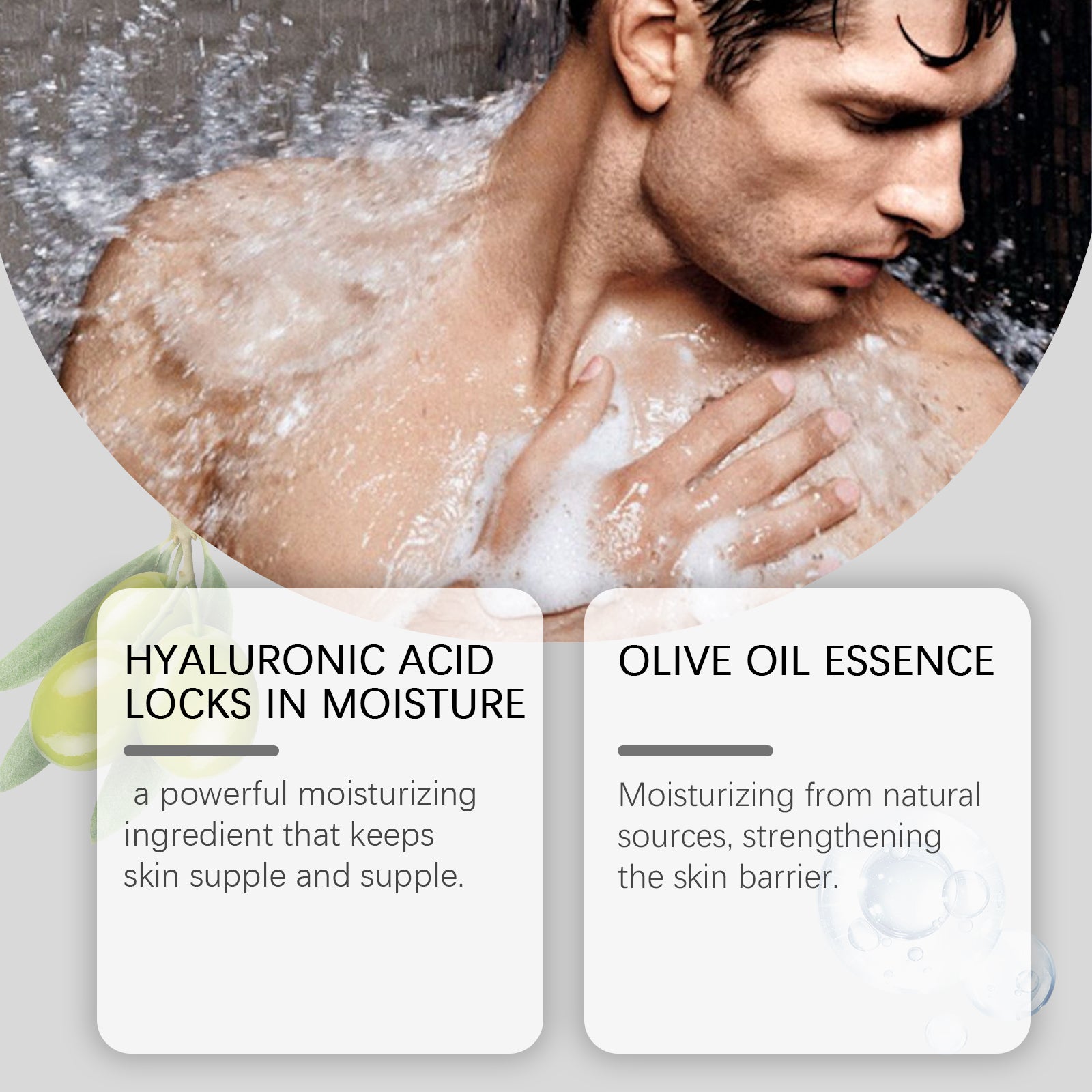 EAST MOON Men's Hydrating Body Wash - Refreshing Deep Cleansing Body Gel with Jasmine Oil & Vitamin E, Long-Lasting Fragrance
