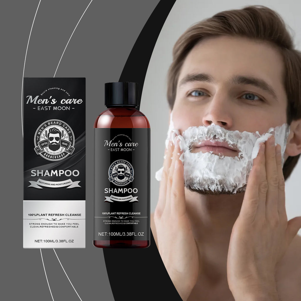 East Moon Premium Men's Beard Wash - Gentle Cleanser & Anti-Ingrown Hair Shampoo with Argan & Jojoba Oil (100ml)