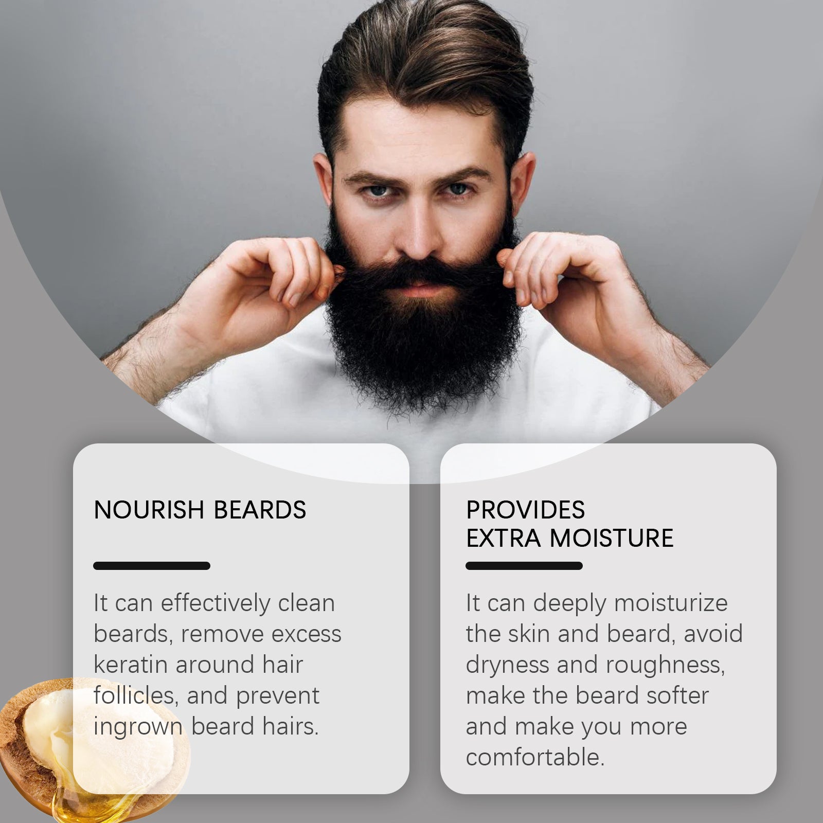 East Moon Premium Men's Beard Wash - Gentle Cleanser & Anti-Ingrown Hair Shampoo with Argan & Jojoba Oil (100ml)