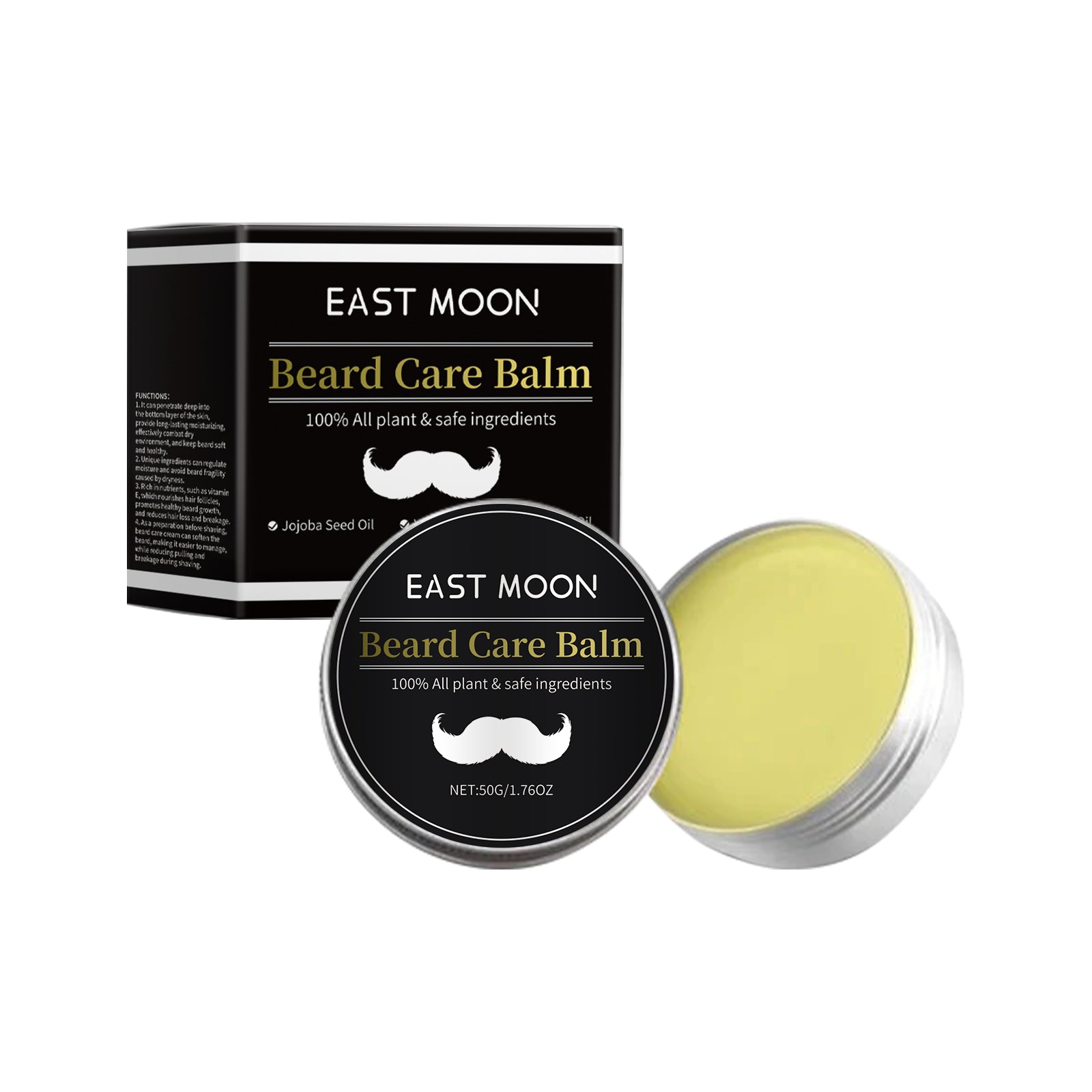 East Moon Premium Men's Beard Balm - Deep Conditioning & Nourishing Wax with Argan Oil & Shea Butter