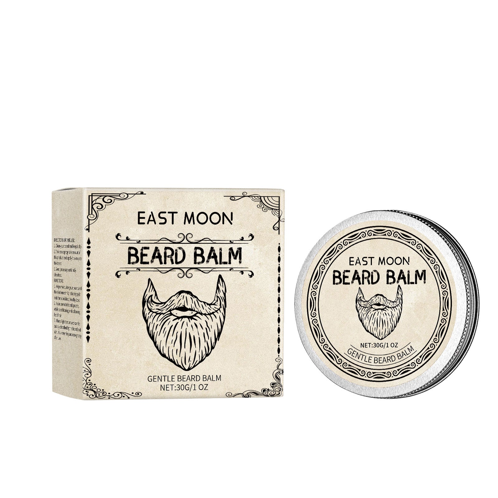 East Moon Vanilla Beard Balm - Natural Styling Wax & Deep Conditioner with Beeswax & Coconut Oil