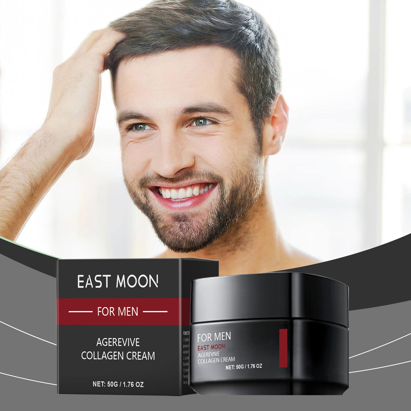 East Moon 玻尿酸补水面霜 男士面部肌肤滋养嫩肤焕彩保湿面霜