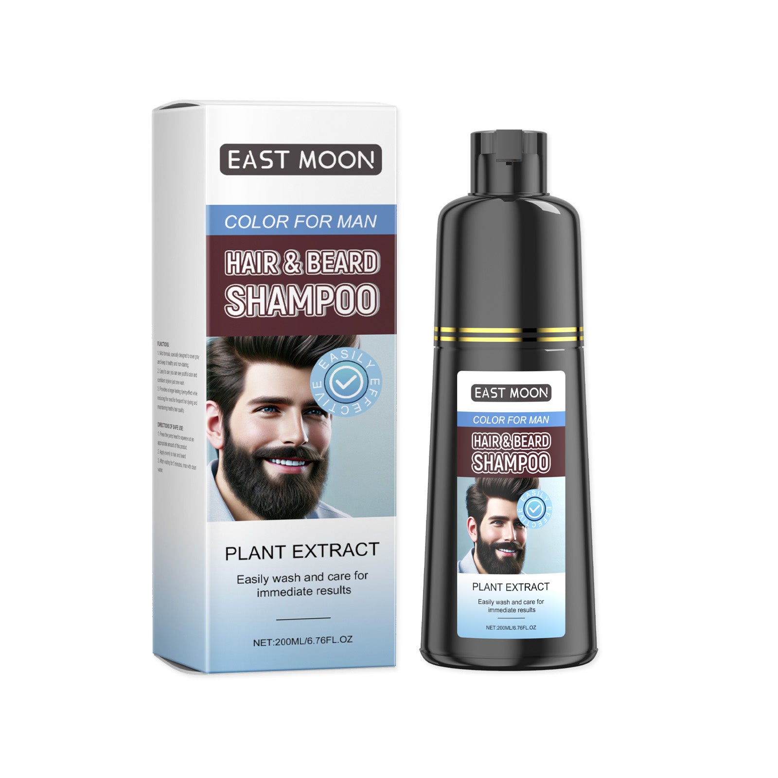 East Moon 黑色胡须毛发护理剂 男生胡须均匀上色滋润护理黑色剂