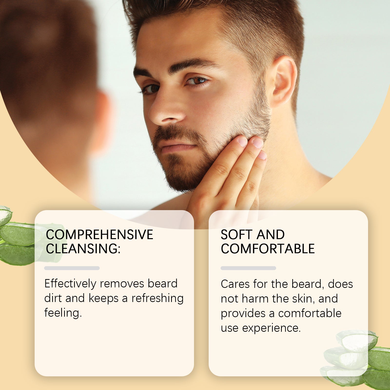 East Moon Men's Beard Shampoo - Moisturizing Wash & Odor Control Cleanser with Aloe & Nettle (100ml)