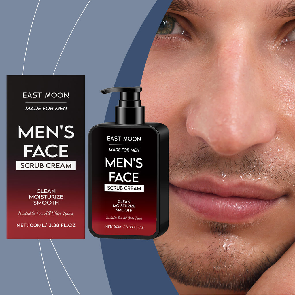 East Moon Men's Oil Control Face Scrub - Deep Cleansing & Exfoliating Walnut Shell Powder Formula for Clear Skin