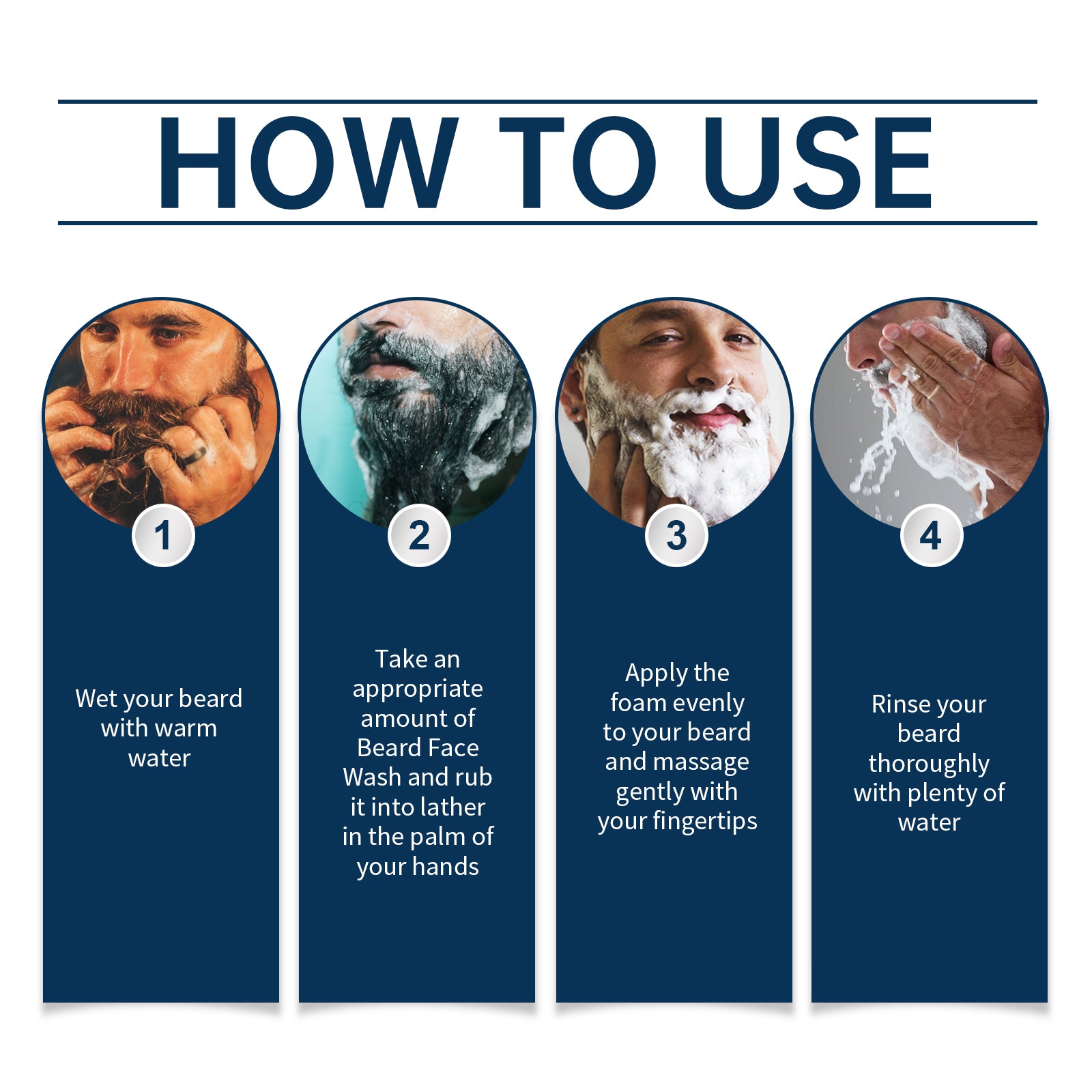 East Moon Men's Sandalwood Beard Wash - Deep Hydration & Anti-Frizz Repair Shampoo with Shea Butter & Aloe