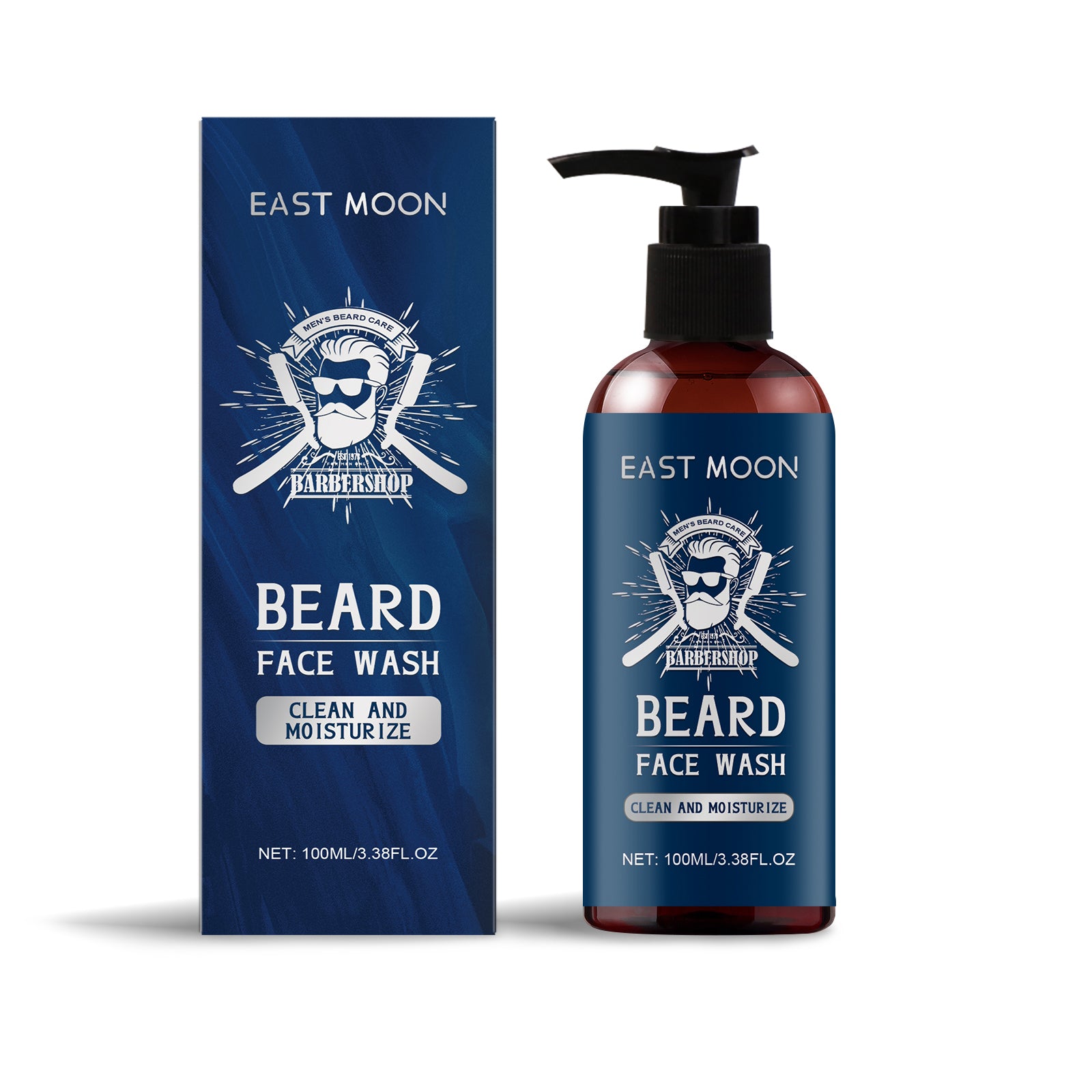 East Moon Men's Sandalwood Beard Wash - Deep Hydration & Anti-Frizz Repair Shampoo with Shea Butter & Aloe