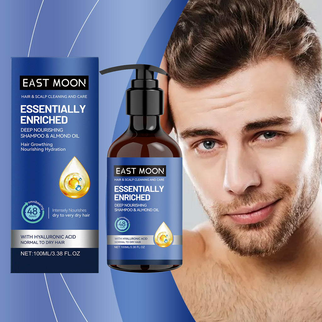 East Moon Men's Deep Cleansing Shampoo - Hydrating & Nourishing Formula with Hyaluronic Acid for Oily Scalp & Strong Hair