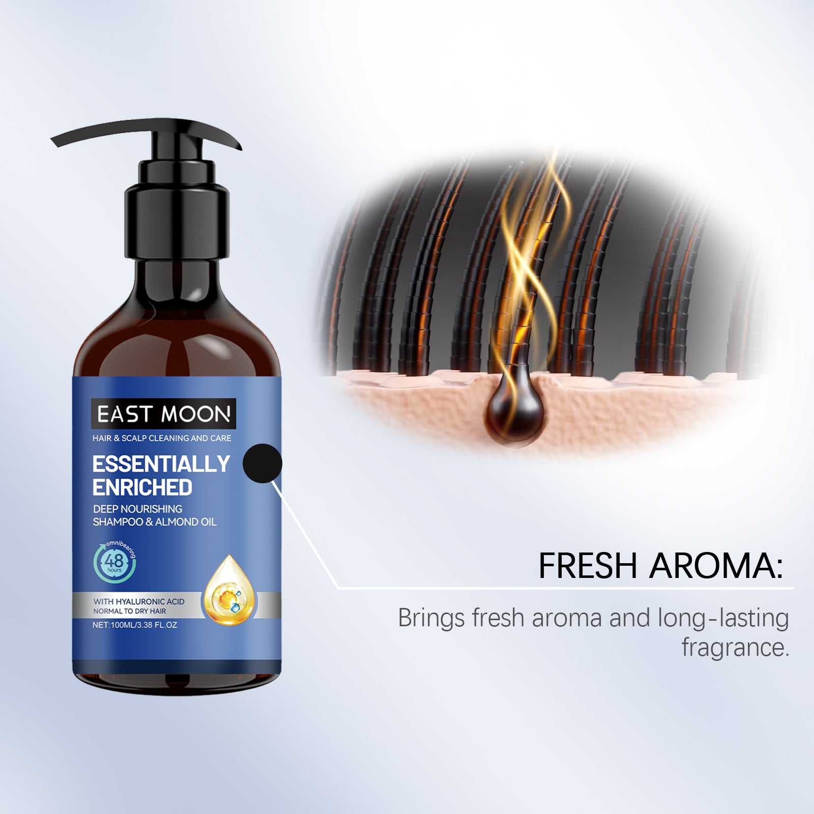 East Moon Men's Deep Cleansing Shampoo - Hydrating & Nourishing Formula with Hyaluronic Acid for Oily Scalp & Strong Hair