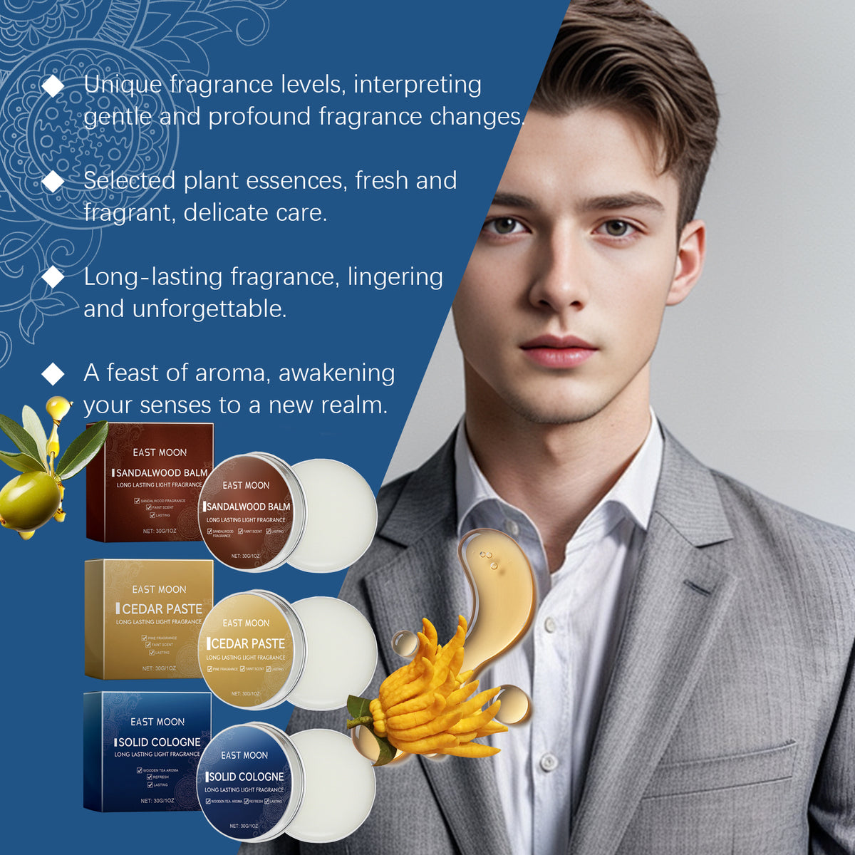 East Moon Sandalwood & Amber Premium Solid Perfume