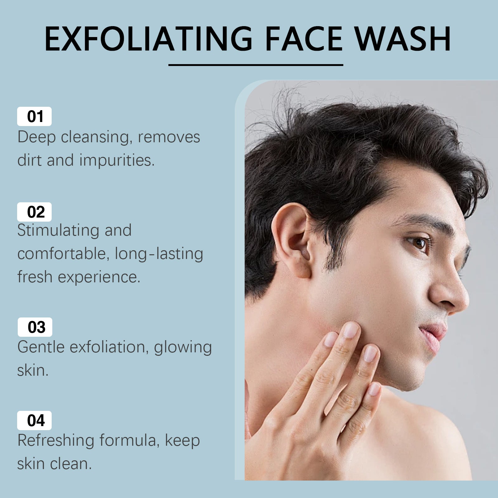 East Moon Men's Exfoliating Face Wash - Gentle Cleanser & Hydrating Daily Scrub for Refreshing Skin