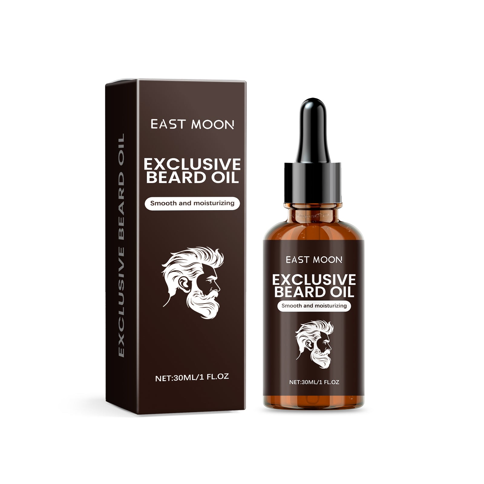 East Moon Men's Premium Beard Oil - Fast-Absorbing Frizz Control & Softener with Almond Oil & Honey (30ml)