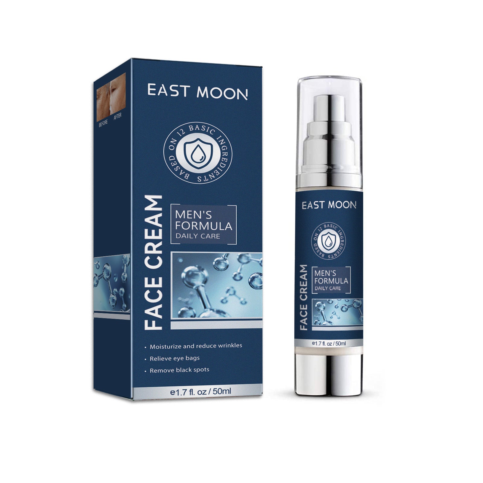 East Moon 男士面部保湿霜 补水滋润淡化细纹眼袋黑眼圈面部护理霜