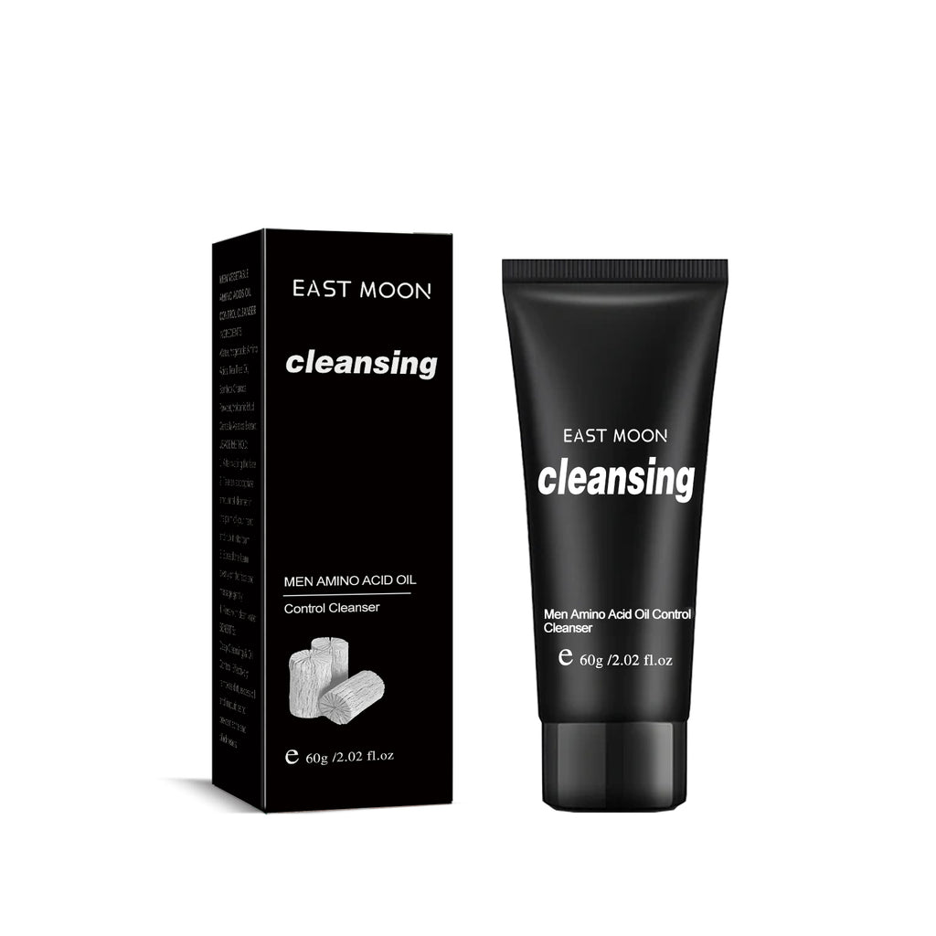 East Moon Men's Amino Acid Oil-Control Face Wash - Deep Pore Cleanser with Tea Tree Oil for Acne & Blackhead Relief (100g)