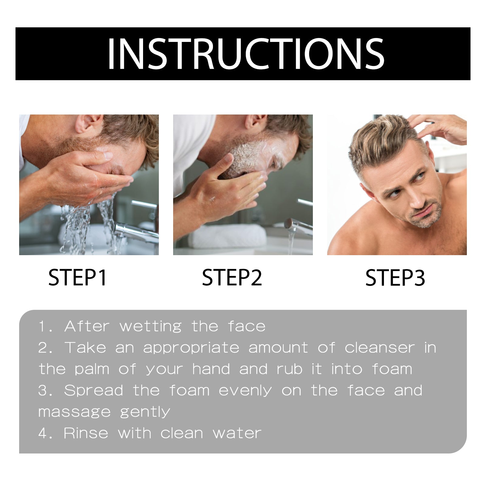 East Moon Men's Amino Acid Oil-Control Face Wash - Deep Pore Cleanser with Tea Tree Oil for Acne & Blackhead Relief (100g)