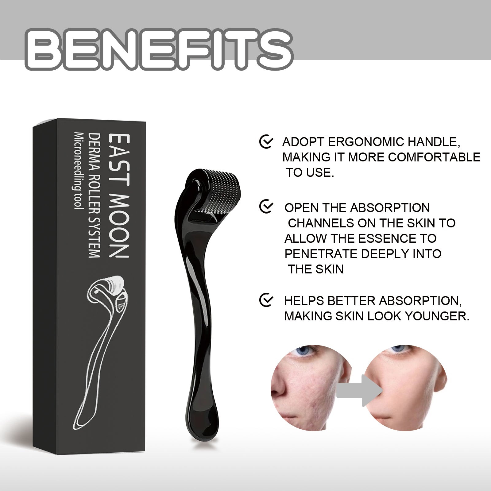 East Moon Face Massage Roller - Skincare Glow Booster & Anti-Aging Tool for Fine Lines & Smooth Skin