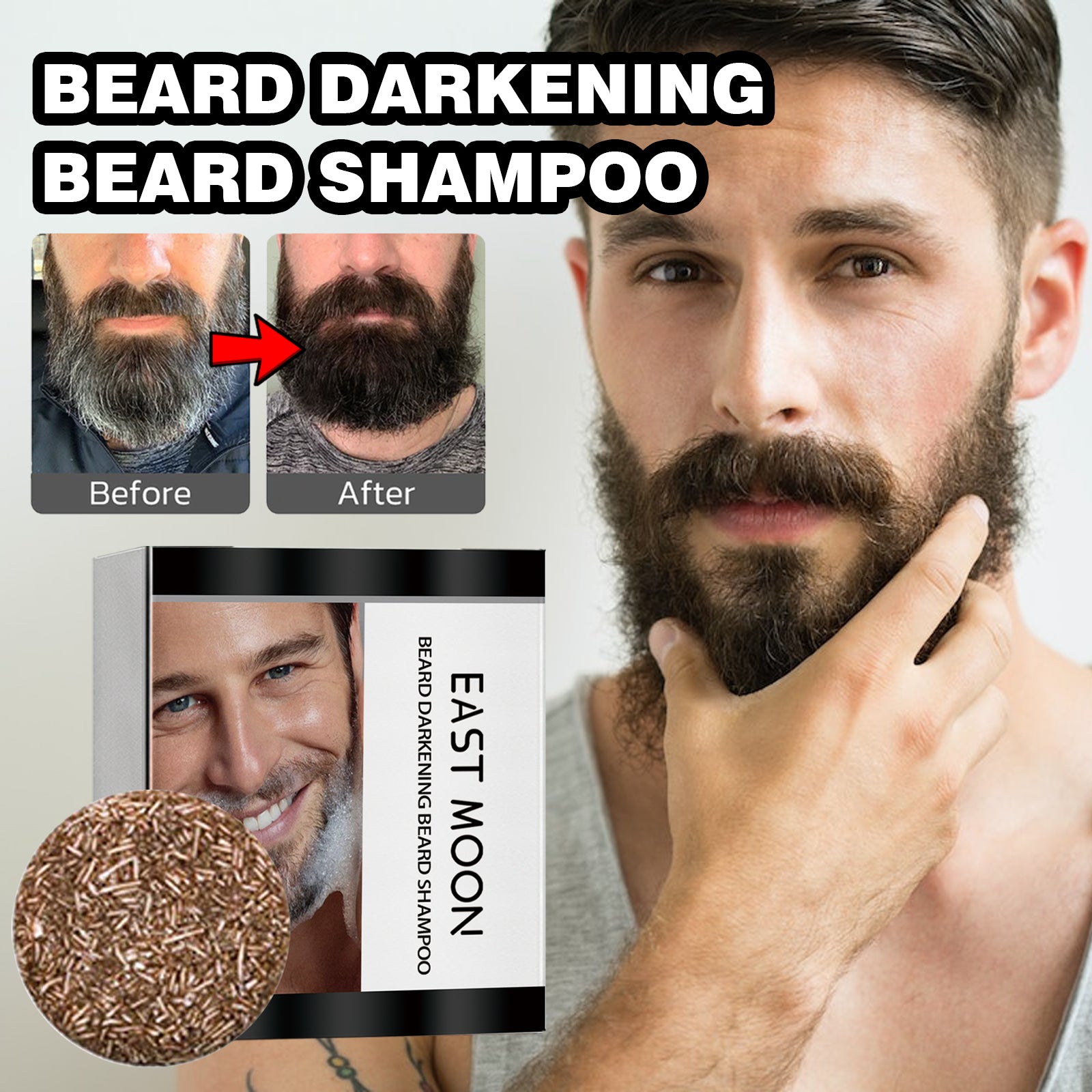 East Moon Polygonum Beard Darkening Soap - Men's Nourishing Cleanser Bars for Thicker & Fuller Facial Hair