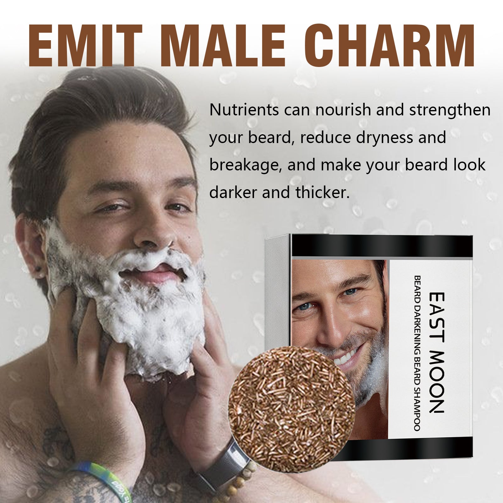 East Moon Polygonum Beard Darkening Soap - Men's Nourishing Cleanser Bars for Thicker & Fuller Facial Hair