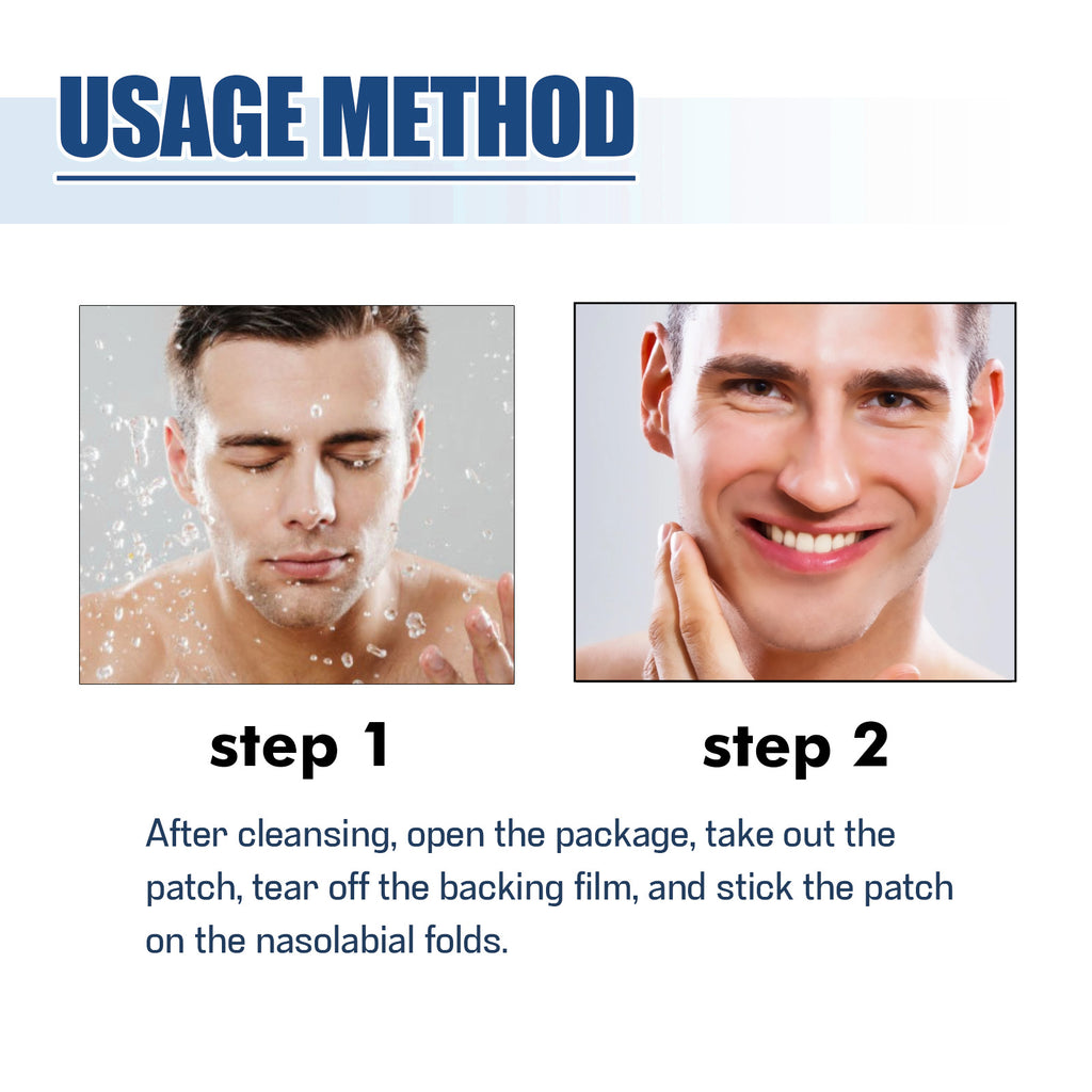 East Moon Men's Anti-Wrinkle Smile Line Patches - Firming & Brightening Nasolabial Fold Strips with Centella & Scutellaria