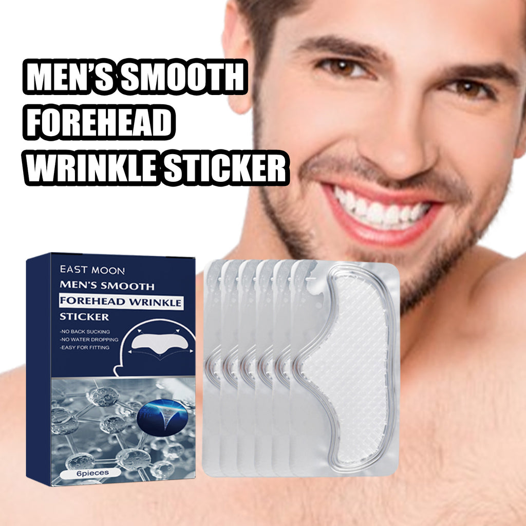 East Moon Men's Forehead Wrinkle Patches - Anti-Aging Smoothing Strips with Niacinamide & Ginseng (10-Pack)