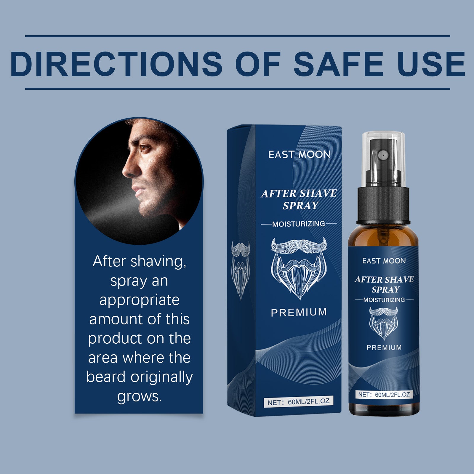East Moon Hydrating Men's Aftershave Spray - Alcohol-Free Razor Burn Relief & Soothing Skin Moisturizer (100ml)