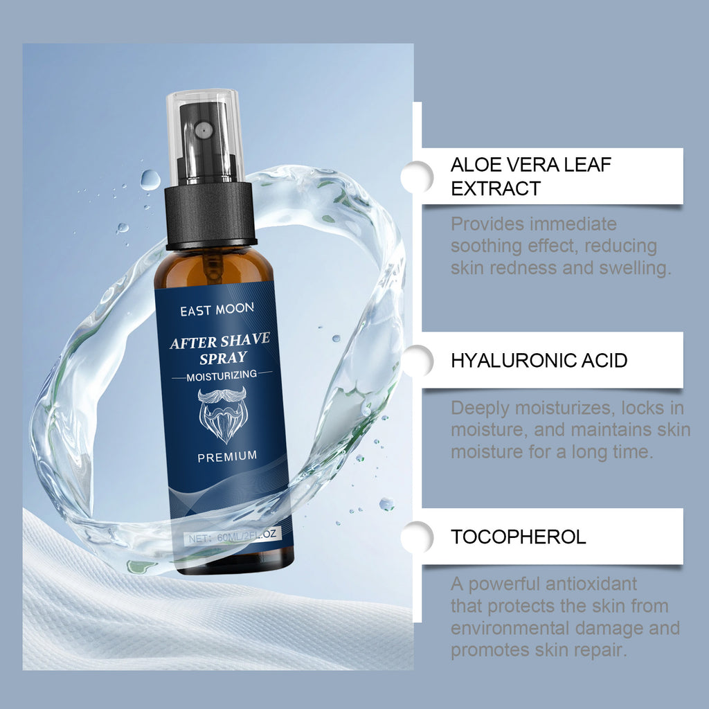 East Moon Hydrating Men's Aftershave Spray - Alcohol-Free Razor Burn Relief & Soothing Skin Moisturizer (100ml)