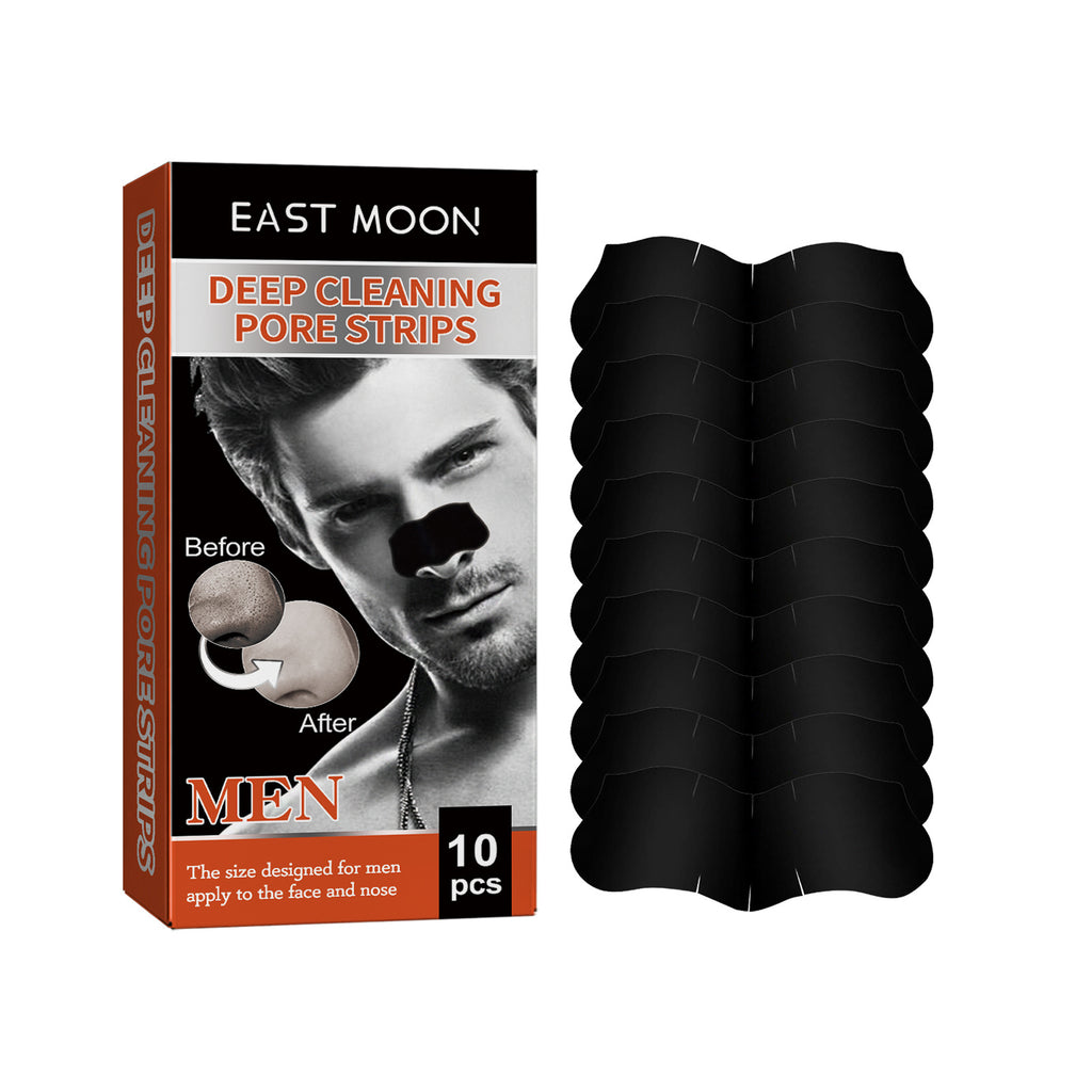 EAST MOON Men's Charcoal Pore Strips - Deep Cleansing Blackhead Remover Nose Strips for Men, Acne & Whitehead Unclogging Treatment for Nose, Forehead and Chin