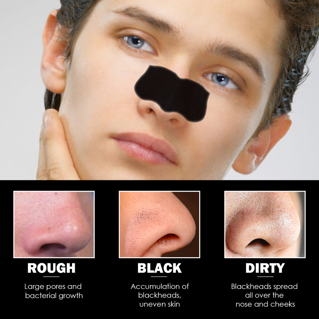 EAST MOON Men's Charcoal Pore Strips - Deep Cleansing Blackhead Remover Nose Strips for Men, Acne & Whitehead Unclogging Treatment for Nose, Forehead and Chin
