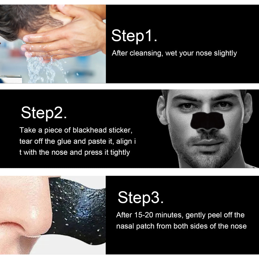 EAST MOON Men's Charcoal Pore Strips - Deep Cleansing Blackhead Remover Nose Strips for Men, Acne & Whitehead Unclogging Treatment for Nose, Forehead and Chin