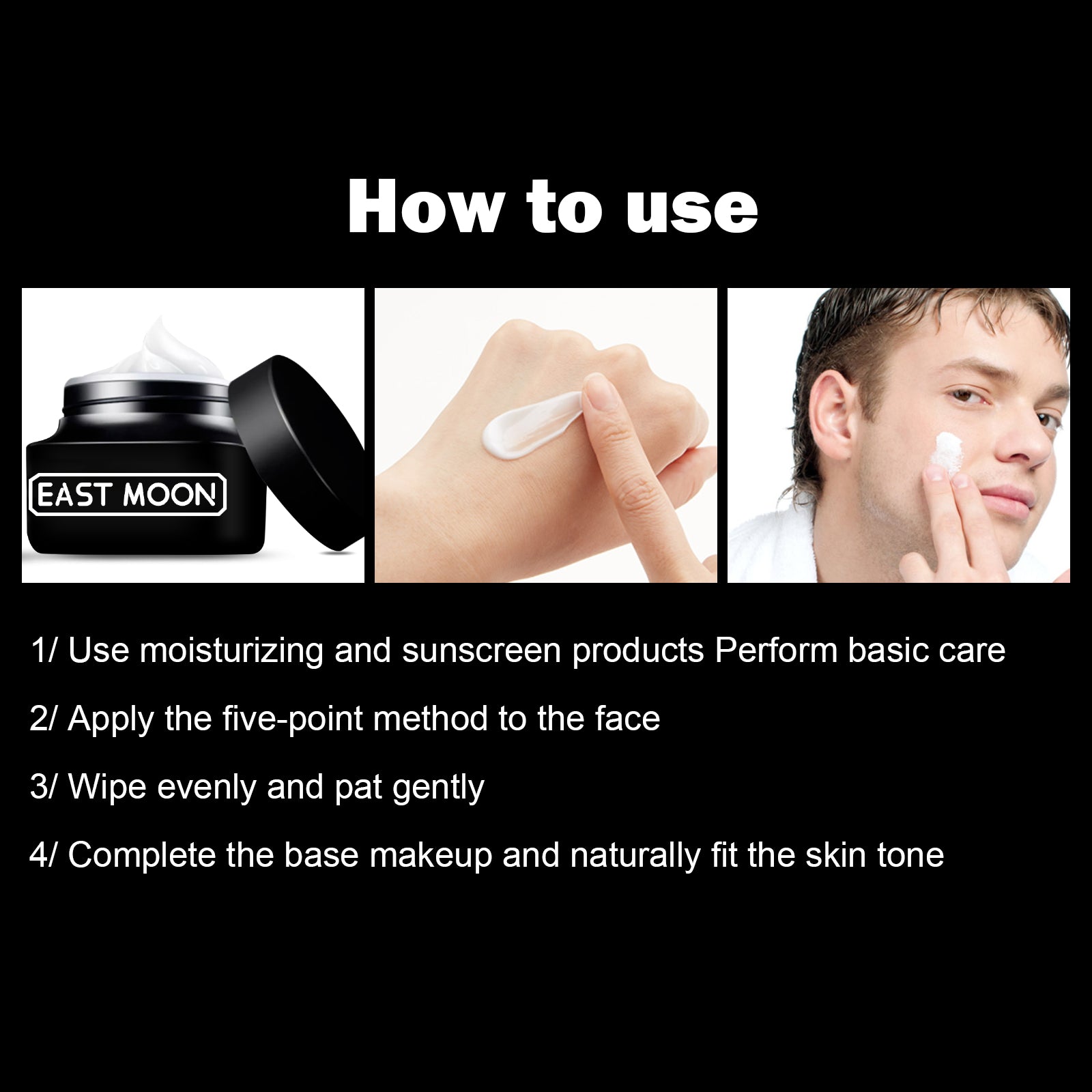 East Moon Men's Tone Up Cream - Natural Concealer & Hydrating Skin Cream for Dark Spots, Acne Scars & Anti-Aging
