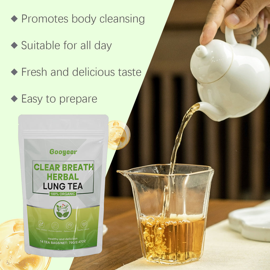 Googeer Organic Lung Detox Tea - Orange Peel & Honeysuckle Herbal Respiratory Care