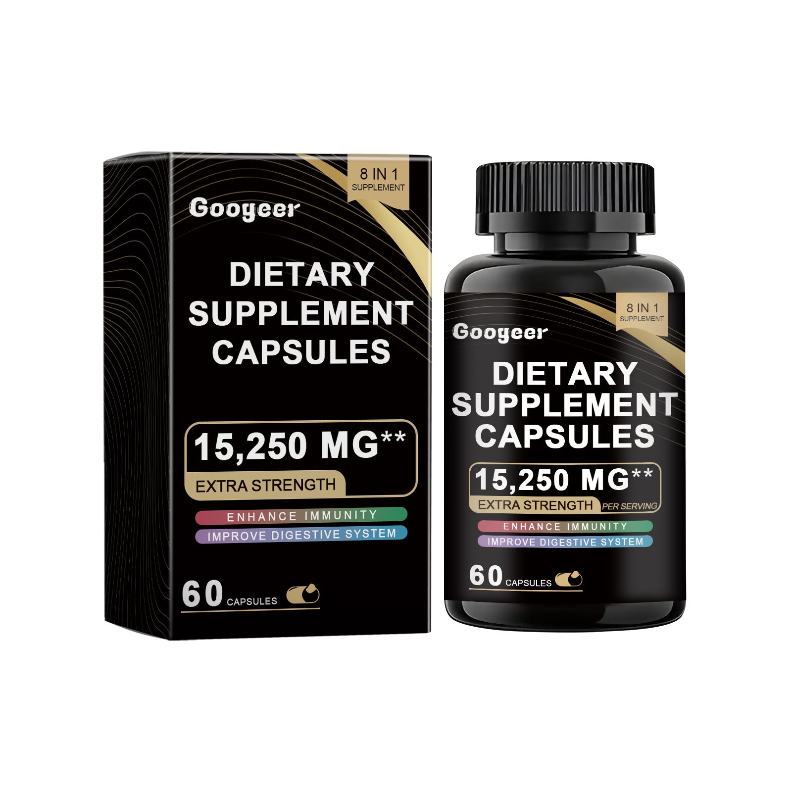 Googeer Premium Daily Wellness Capsules - Advanced Vitamin C Antioxidant Shield & Full-Body Vitality Dietary Supplement (60 Veggie Caps)