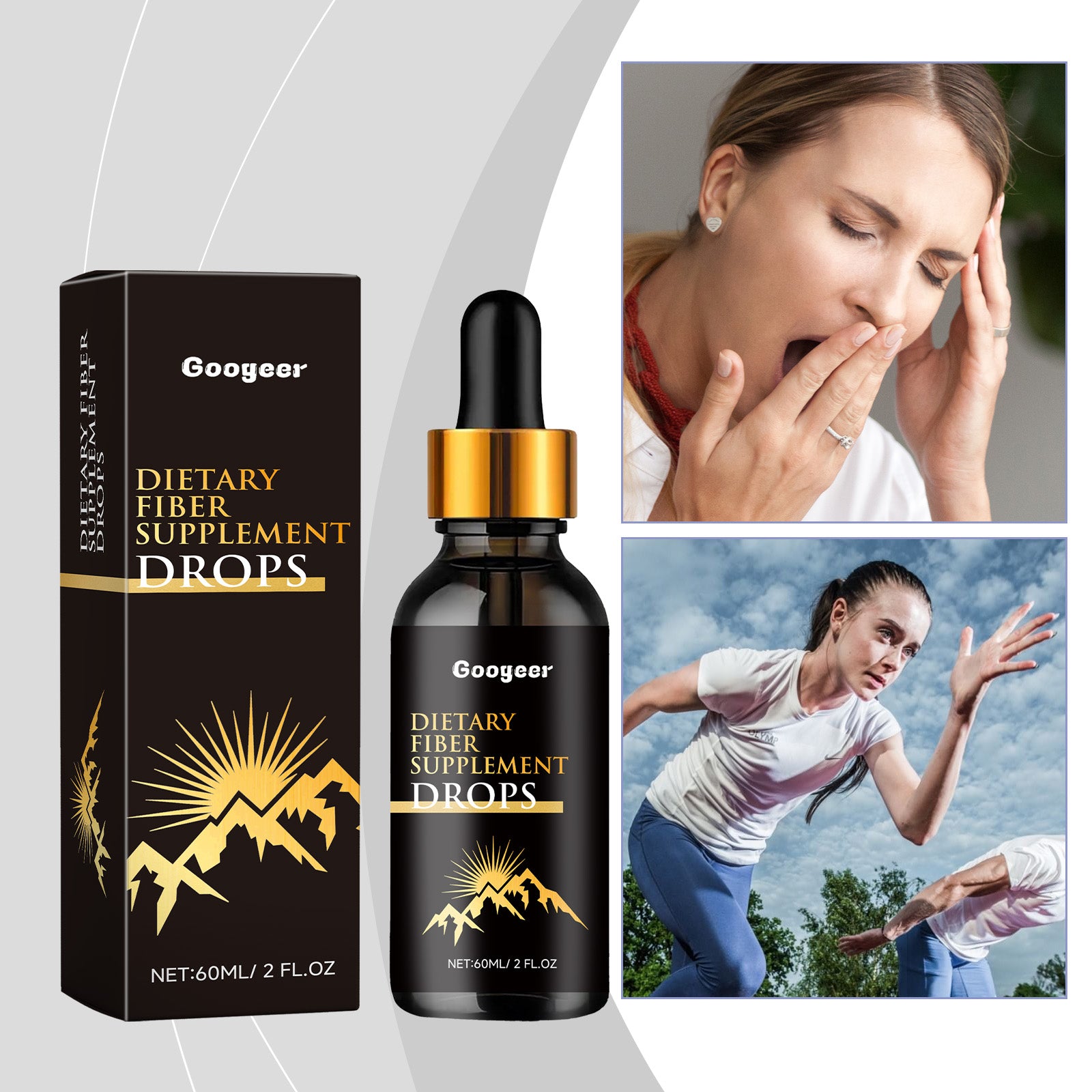 Googeer Premium Dietary Fiber Drops - Fast-Absorbing Mint Liquid Fiber Supplement for Metabolic Support & Daily Energy (30ml)