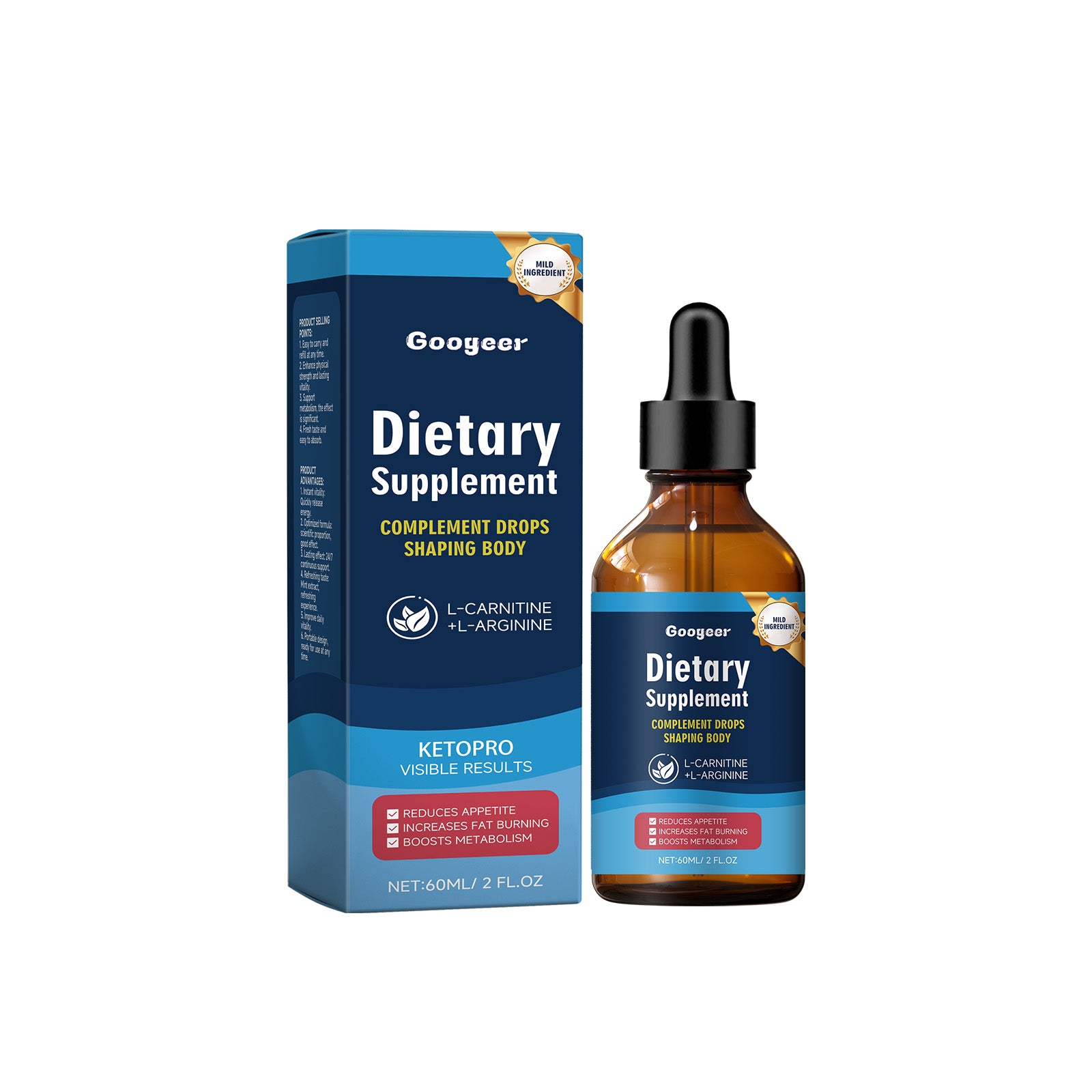 Googeer Energy Boost Drops - Vitamin B1 & Herbal Carb Metabolism Supplement