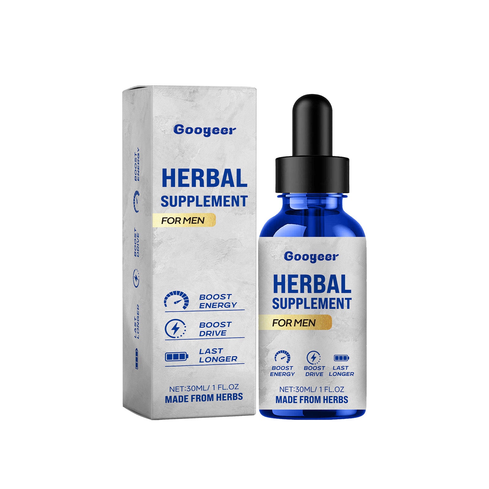 Googeer Men's Energy Drops - Vitamin B1 & Herbal Fast-Absorbing Stamina Booster