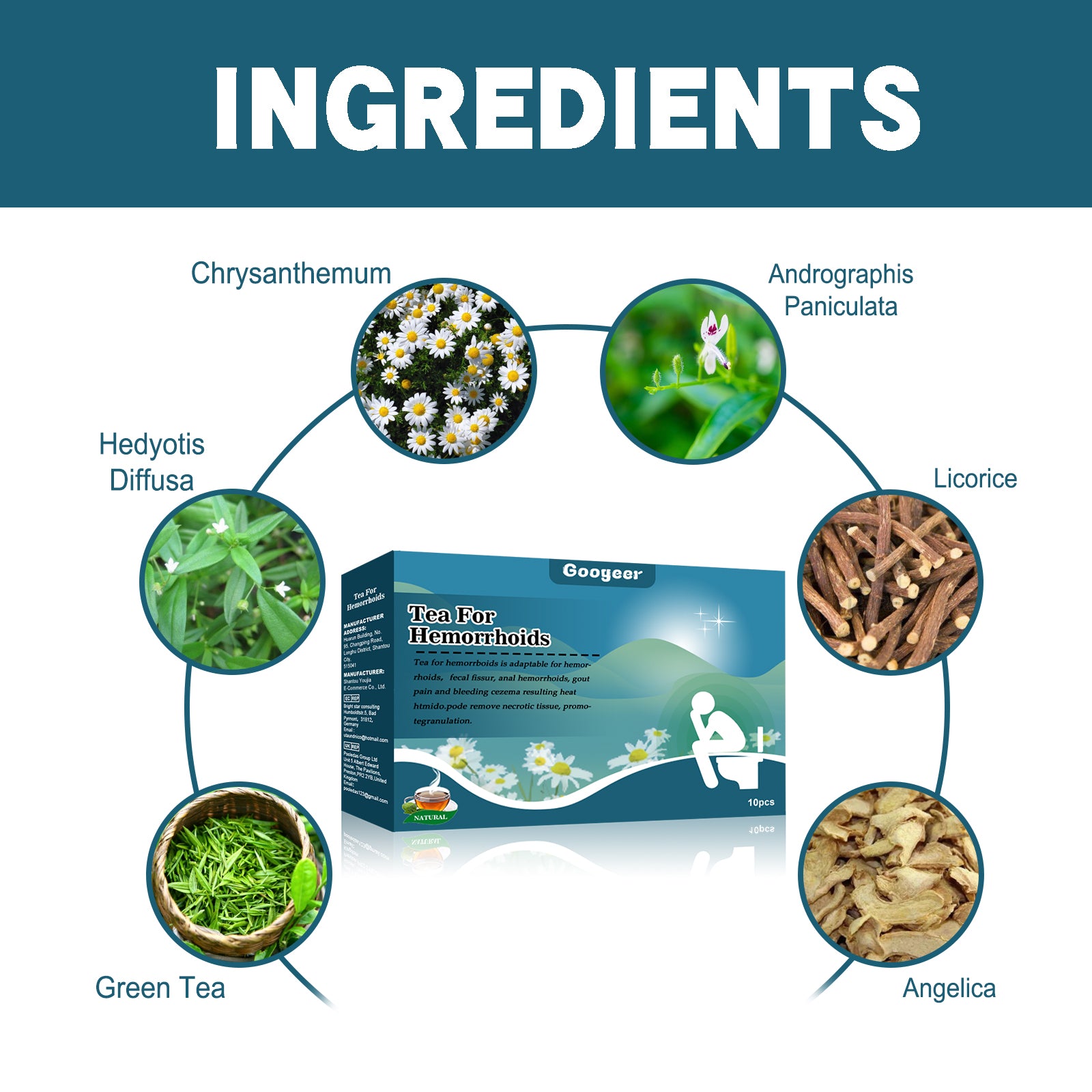 Googeer Herbal Hemorrhoid Relief Tea - Anti-Swelling & Soothing Anal Comfort Bags