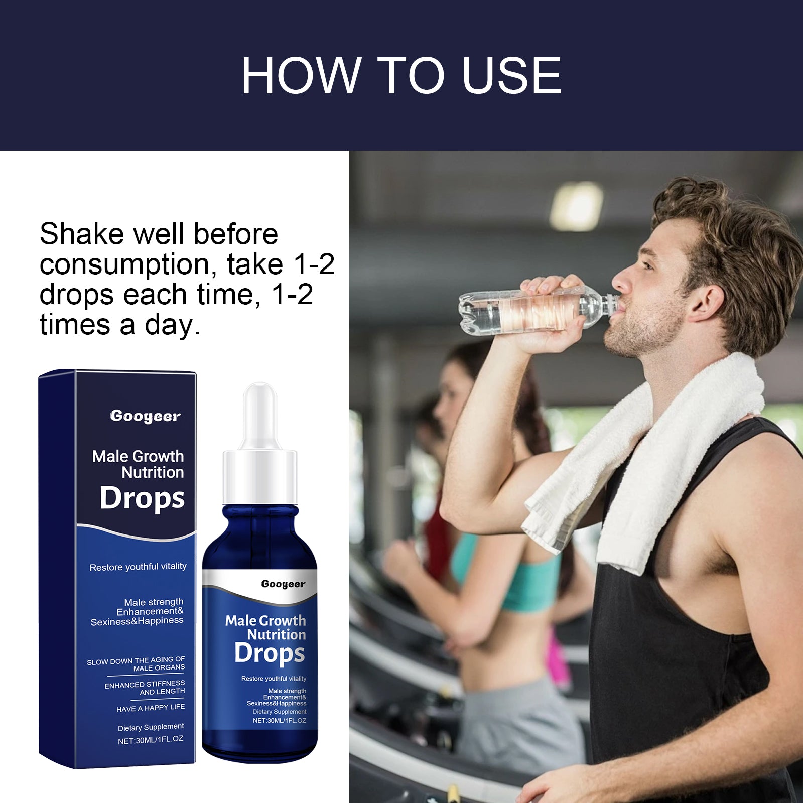 Googeer Men's Vitality Drops - Shilajit & Ginseng Energy Boosting Supplement