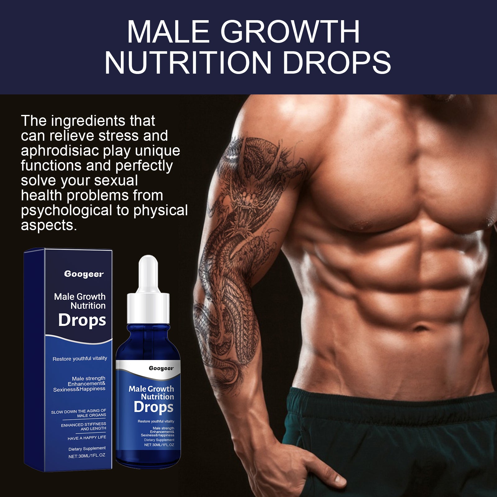 Googeer Men's Vitality Drops - Shilajit & Ginseng Energy Boosting Supplement