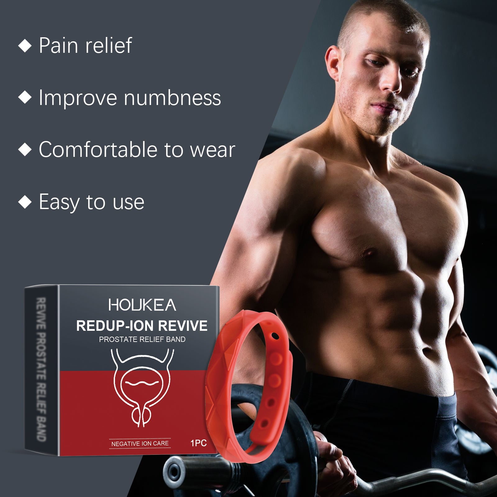Houkea Men's Prostate Care Silicone Wristband - Comfort & Wellness Support Bracelet for Relieving Discomfort & Better Sleep