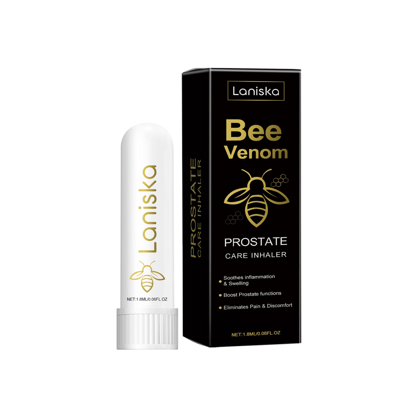 Laniska Bee Venom Men's Vitality Inhaler - Premium Prostate Support & Daily Relaxation Aromatherapy (2g)