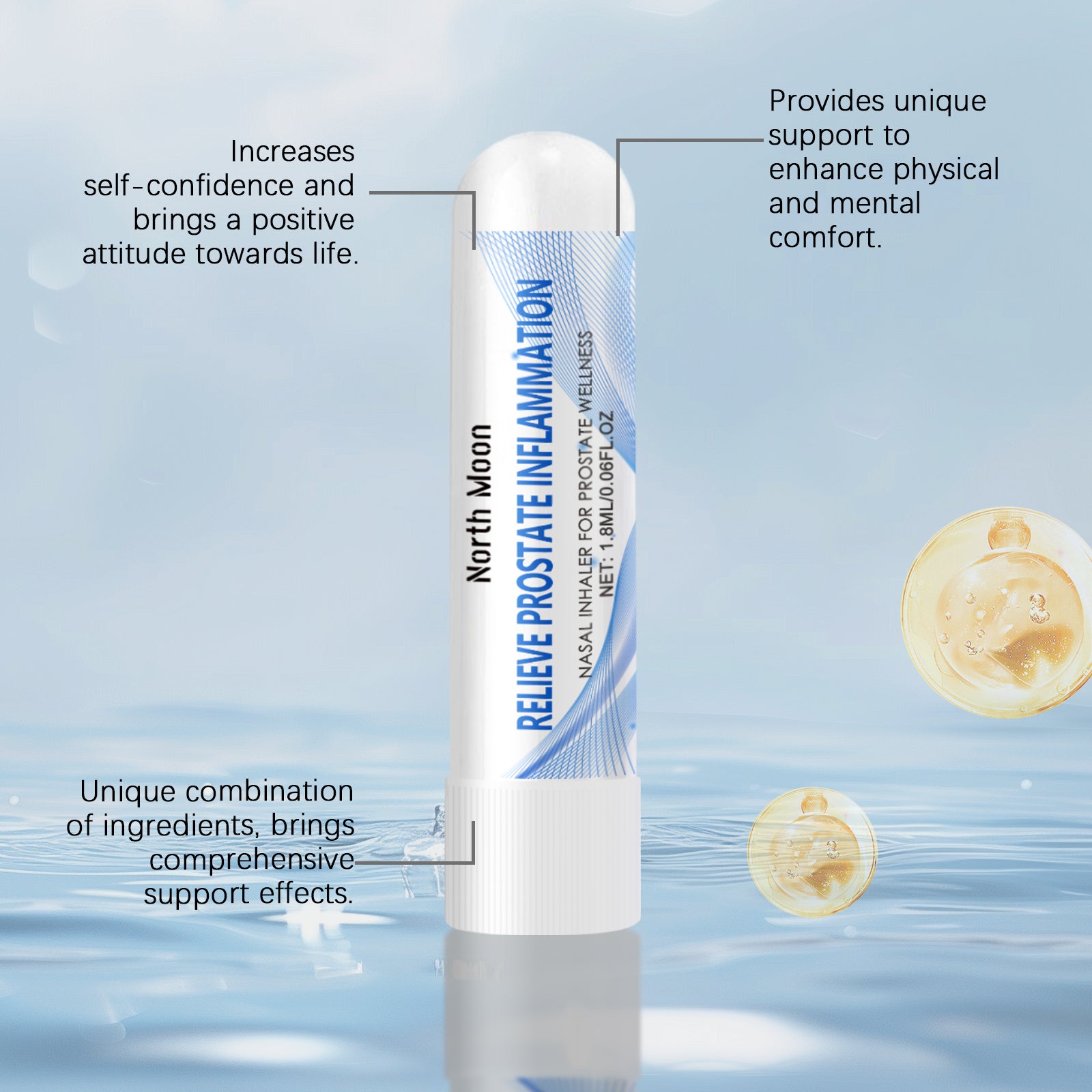 NORTH MOON Men's Mint Nasal Inhaler - PEG-40 Soothing & Hydrating Pocket Aromatherapy