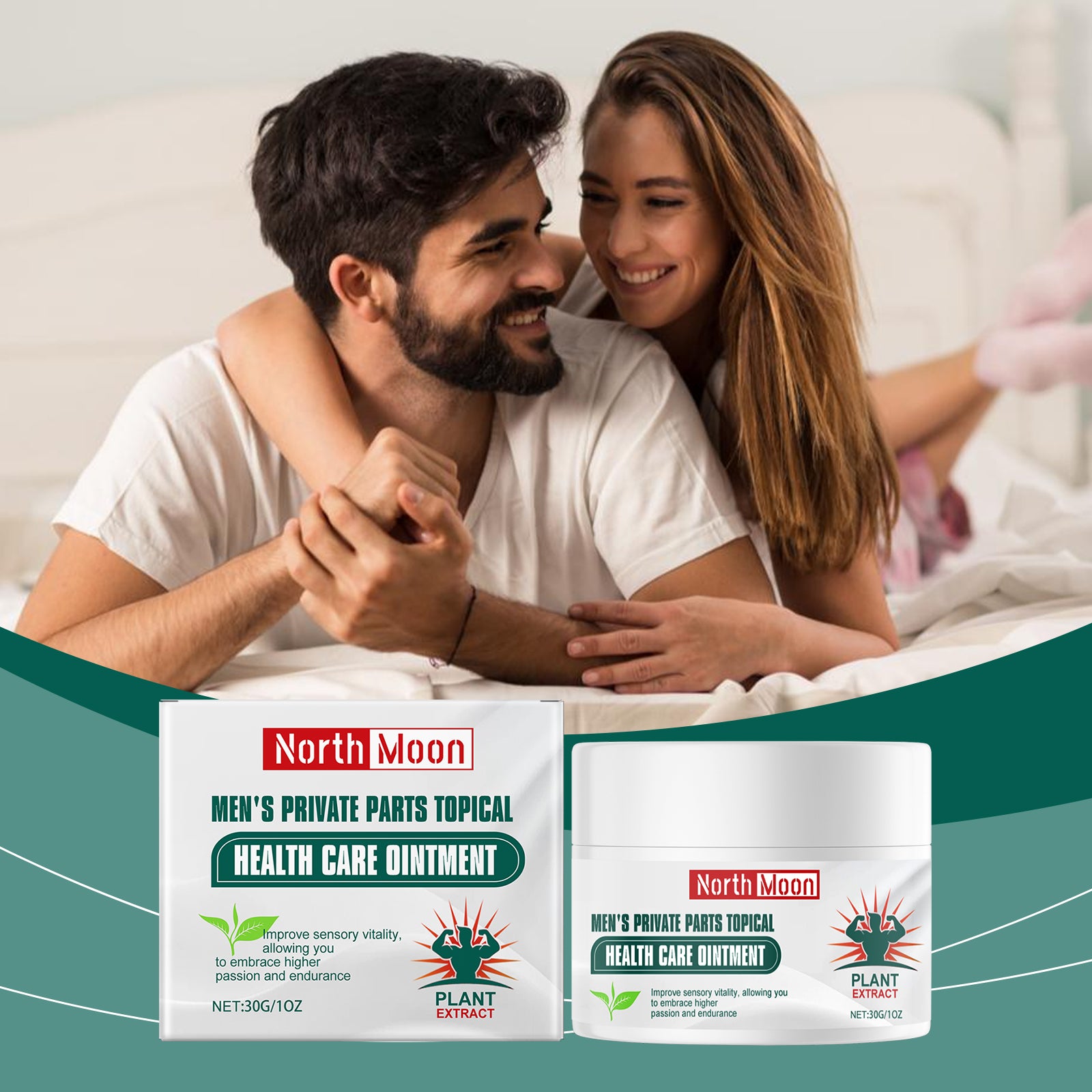 North Moon Men's Performance Massage Cream - Energizing Stamina & Endurance Booster with Maca & Ginseng