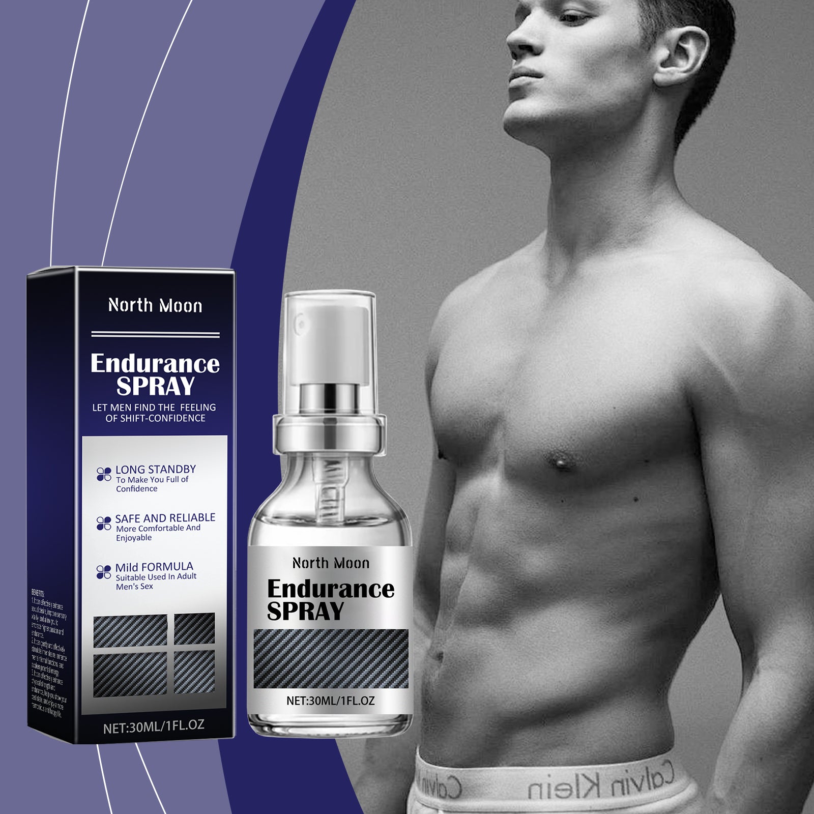 North Moon Men's Personal Care Spray - Premium Massage Oil & Body Moisturizer with Maca & Ginseng (30ml)