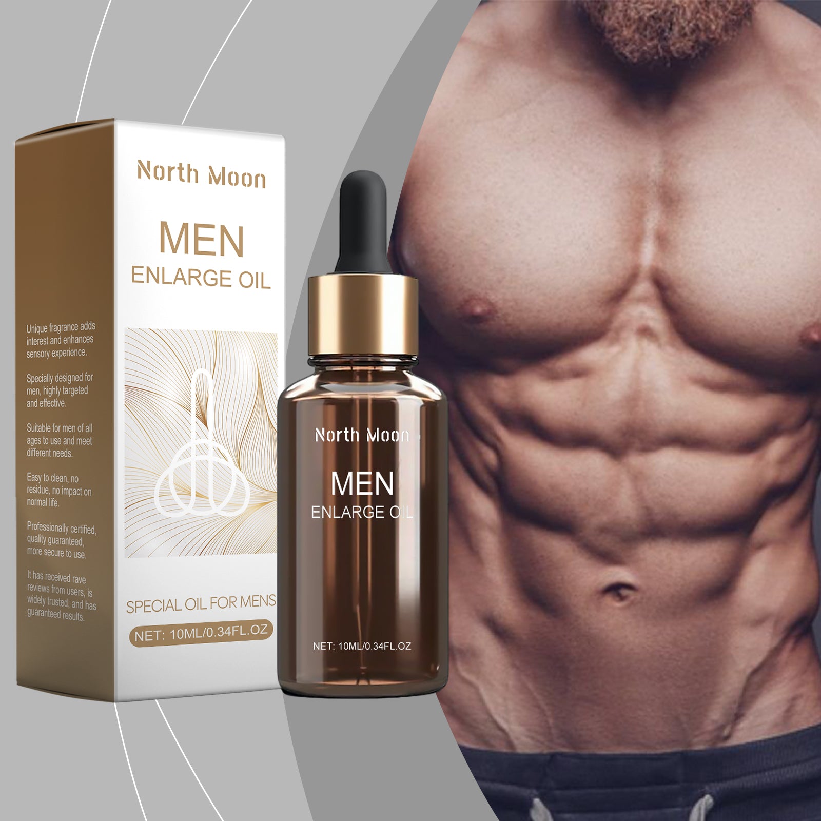 North Moon Men's Vitality Massage Oil - Premium Body Care & Nourishing Essential Oil (30ml)