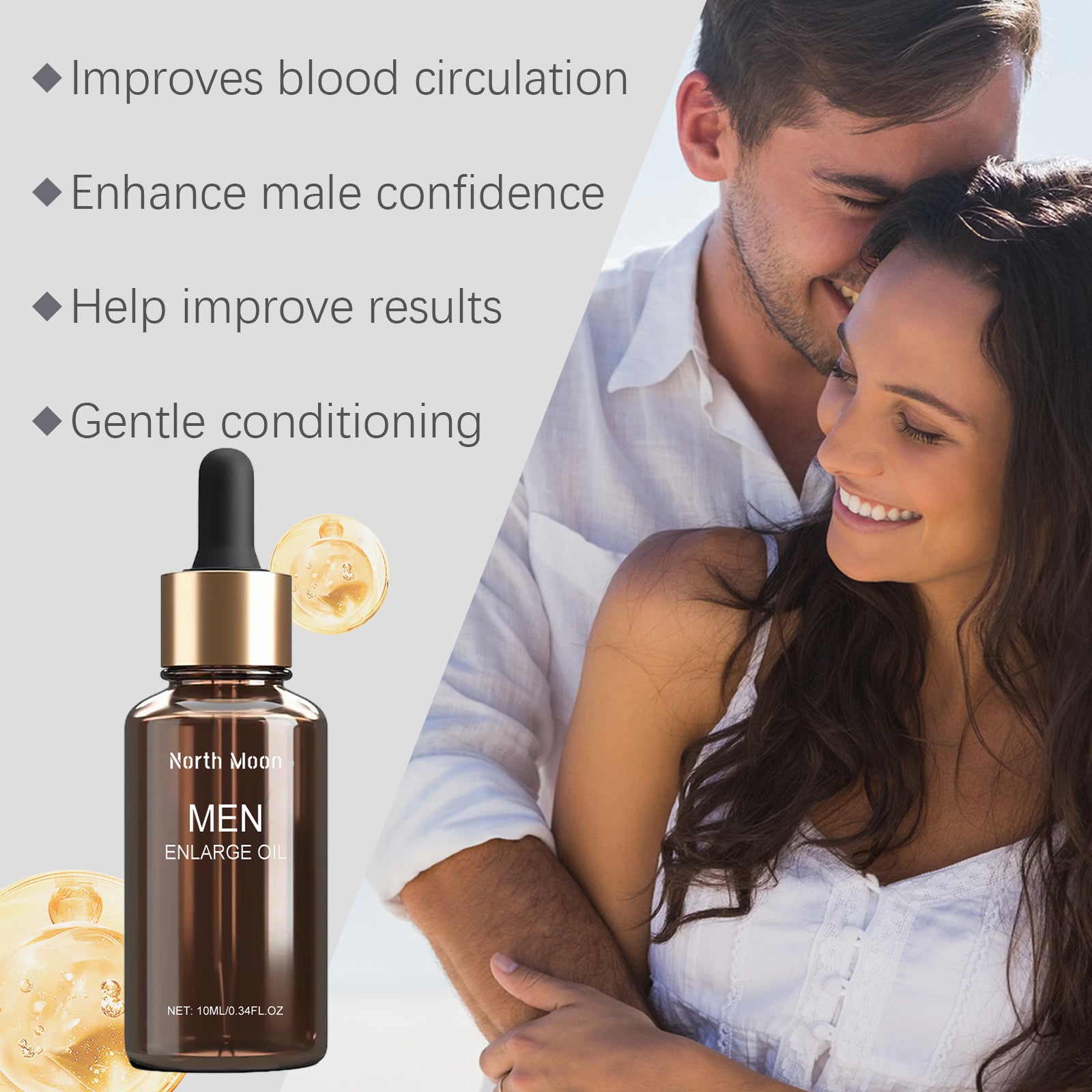 North Moon Men's Vitality Massage Oil - Premium Body Care & Nourishing Essential Oil (30ml)