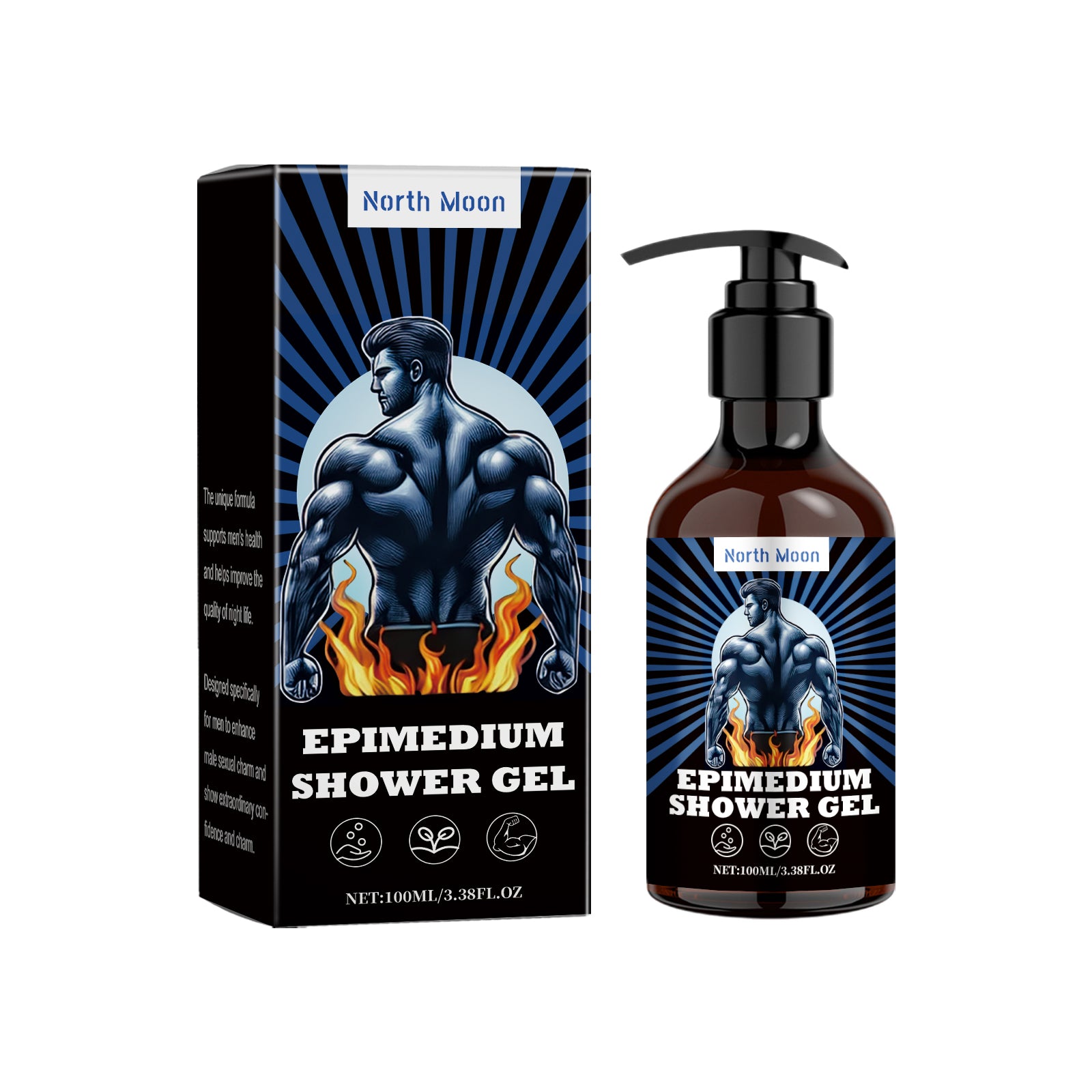 North Moon Men's Energizing Body Wash - Hydrating & Refreshing Cleanser with Ginseng & Horny Goat Weed Extract