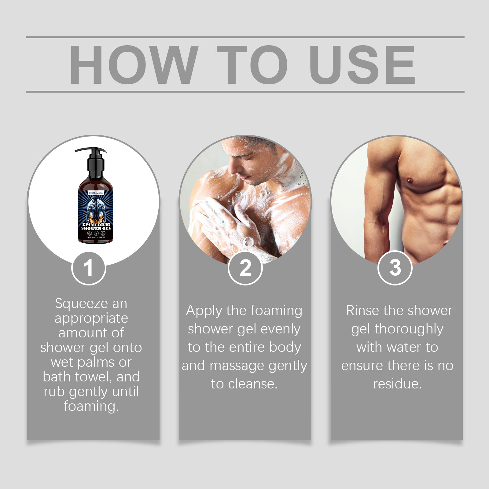 North Moon Men's Energizing Body Wash - Hydrating & Refreshing Cleanser with Ginseng & Horny Goat Weed Extract